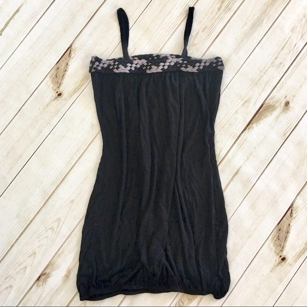 Casual Black Strap Dress Black Gray Size S